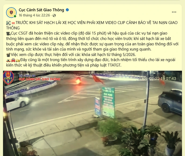 Trước khi thi sát hạch lái xe phải xem clip cảnh báo về tai nạn giao thông