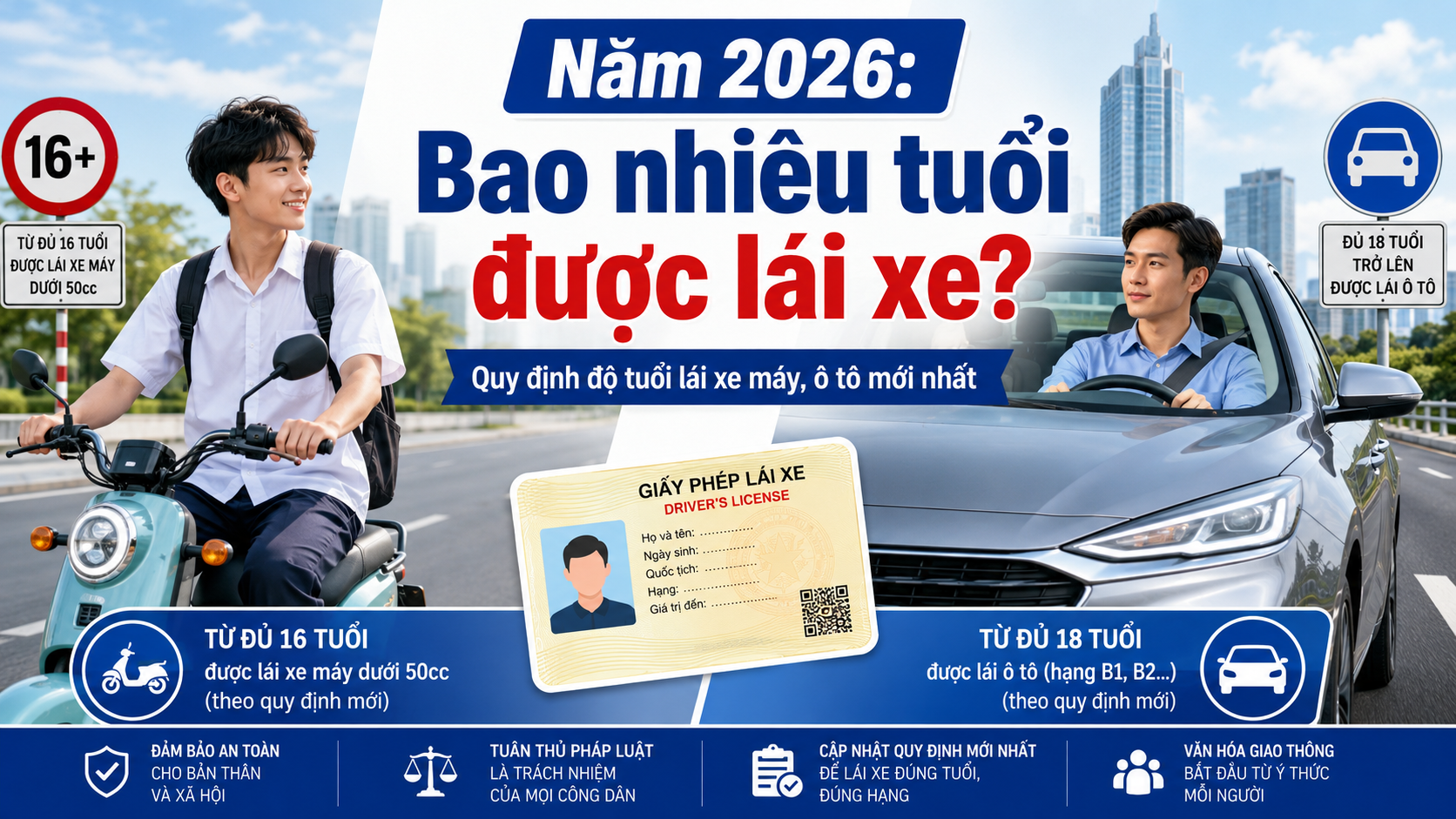 Quy định mới nhất về độ tuổi tối thiểu và tối đa được phép lái xe năm 2026